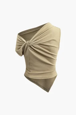 Asymmetrical Twist Top And High Waist Maxi Skirt Set