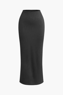 Asymmetrical Twist Top And High Waist Maxi Skirt Set
