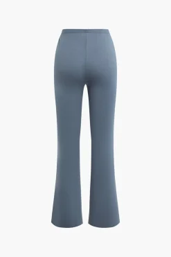 Asymmetrical Twisted Top And Flared Pants Set