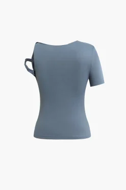 Asymmetrical Twisted Top And Flared Pants Set