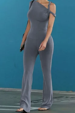 Asymmetrical Twisted Top And Flared Pants Set