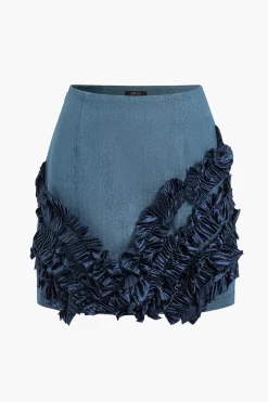 Asymmetrical Zipper Denim Skirt