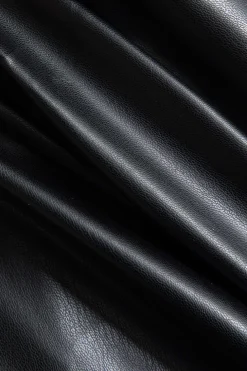 Asymmetry Faux Leather Zipper Midi Dress
