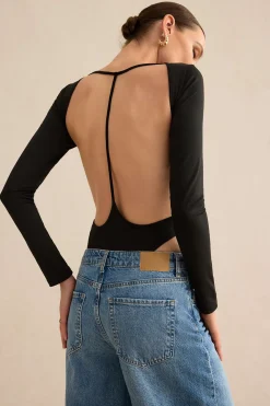 Backless Cut Out Long Sleeve Bodysuit