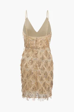 Backless Fringe Sequin Mini Dress