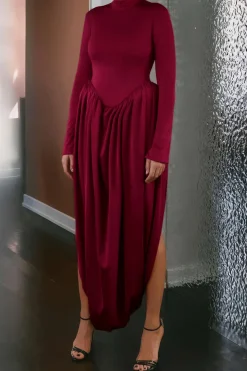 Backless Long Sleeve Maxi Dress