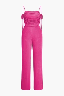 Backless Ruched Slip Jumpsuit