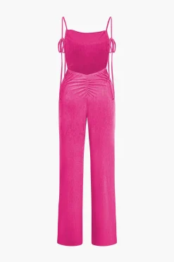 Backless Ruched Slip Jumpsuit