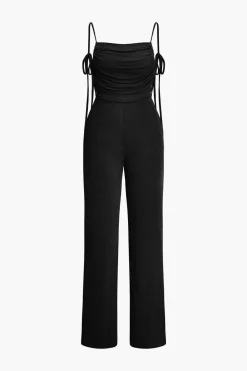 Backless Ruched Slip Jumpsuit