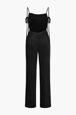 Backless Ruched Slip Jumpsuit
