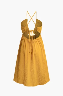 Backless V-neck Slit Midi Dress