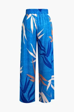 Bamboo Leaf Print Knot Cami Top And Pants Set