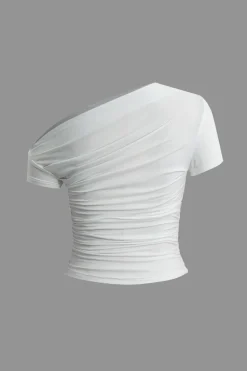 Basic Asymmetrical Ruched T-shirt