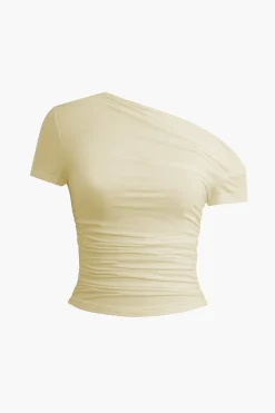 Basic Asymmetrical Ruched T-shirt