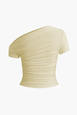 Basic Asymmetrical Ruched T-shirt