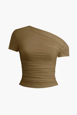Basic Asymmetrical Ruched T-shirt