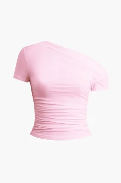 Basic Asymmetrical Ruched T-shirt