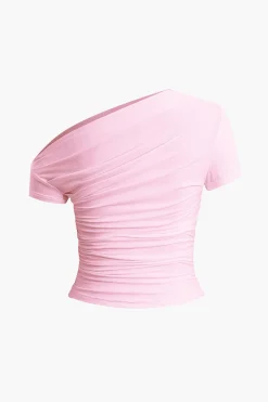 Basic Asymmetrical Ruched T-shirt