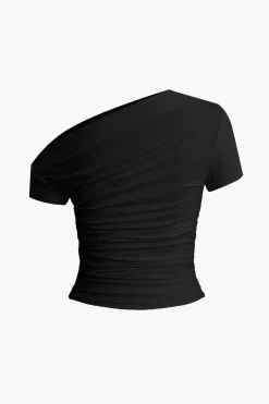Basic Asymmetrical Ruched T-shirt