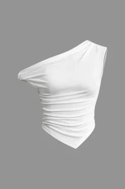 Basic Asymmetrical Twist Ruched T-shirt