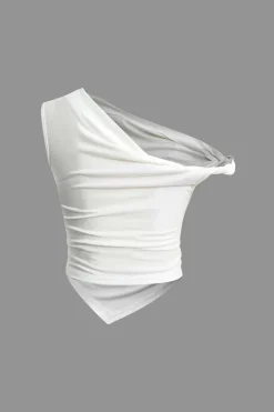 Basic Asymmetrical Twist Ruched T-shirt