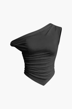 Basic Asymmetrical Twist Ruched T-shirt