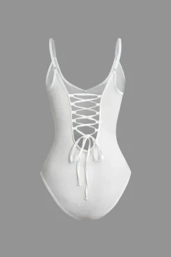 Basic Braided Tie V-neck Cami Bodysuit