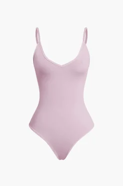 Basic Braided Tie V-neck Cami Bodysuit