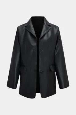 Basic Faux Leather Blazer