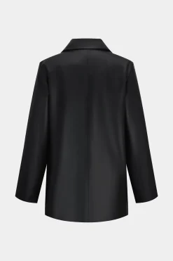 Basic Faux Leather Blazer