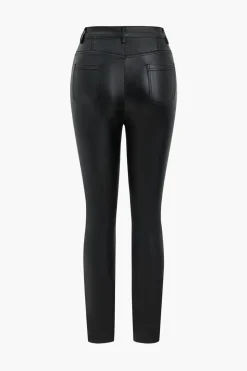 Basic Faux Leather Trousers