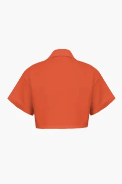 Basic Flap Pocket Twist Hem Shirt
