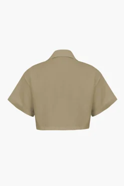 Basic Flap Pocket Twist Hem Shirt