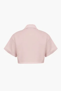 Basic Flap Pocket Twist Hem Shirt