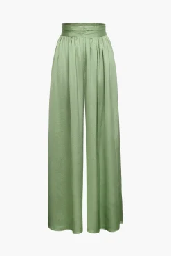 Basic Heavy Satin High Waisted Wide Leg Pants