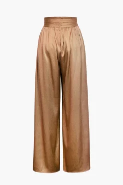 Basic Heavy Satin High Waisted Wide Leg Pants
