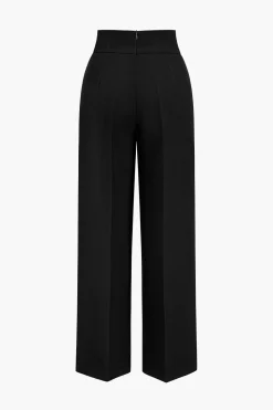Basic High-Waisted Wide Leg Trousers