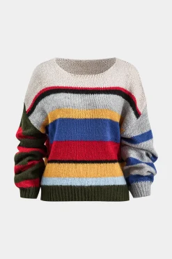 Basic Knit Color Block Long-Sleeve Top