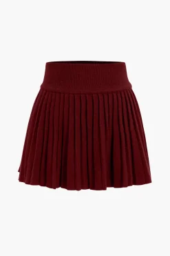 Basic Knit Pleated Skirt