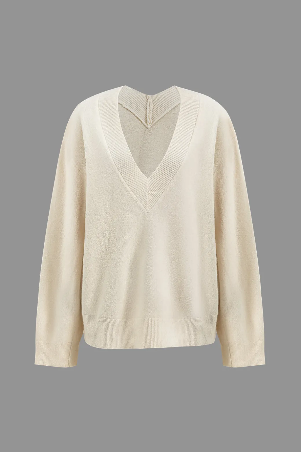 Basic Knit V-Neck Top And Dress Set
