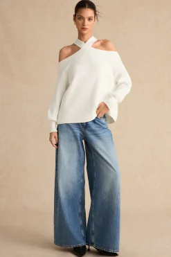 Basic Knitted Cut Out Long-Sleeve Top