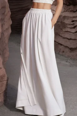 Basic Linen High Waist Maxi Skirt