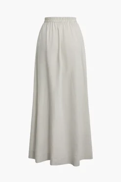 Basic Linen High Waist Maxi Skirt