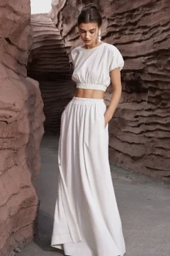Basic Linen High Waist Maxi Skirt