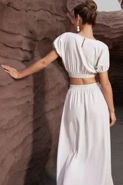 Basic Linen High Waist Maxi Skirt