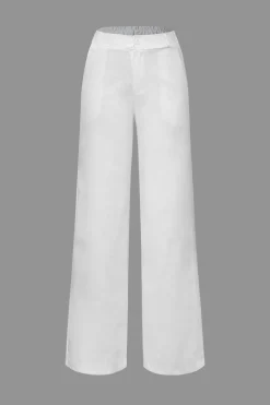Basic Linen-Blend Straight Leg Pants