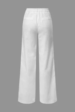 Basic Linen-Blend Straight Leg Pants