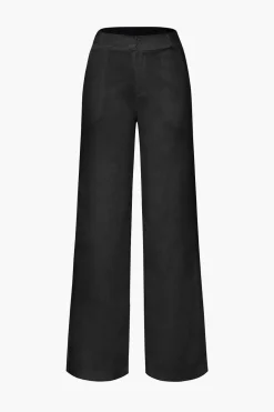 Basic Linen-Blend Straight Leg Pants