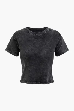 Basic Retro Round Neck T-shirt