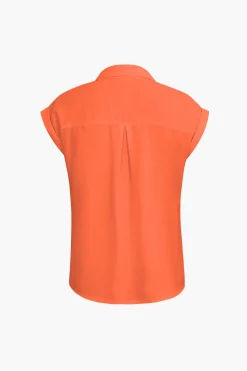 Basic Rolled Cuff Knotted Hem Shirt